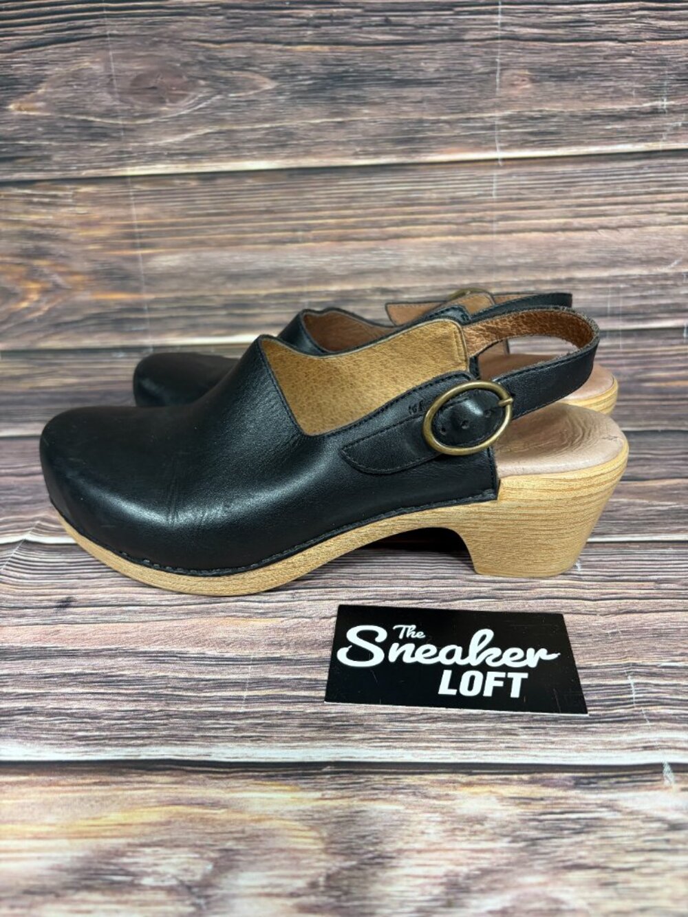 Dansko Madison Women's Leather Clogs Slingback Black Block Heel Shoes 39 US 9 - Picture 3 of 9